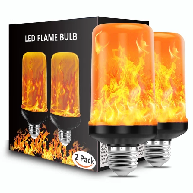 LED Flame Light Bulbs Halloween Decorations, 2 Pack