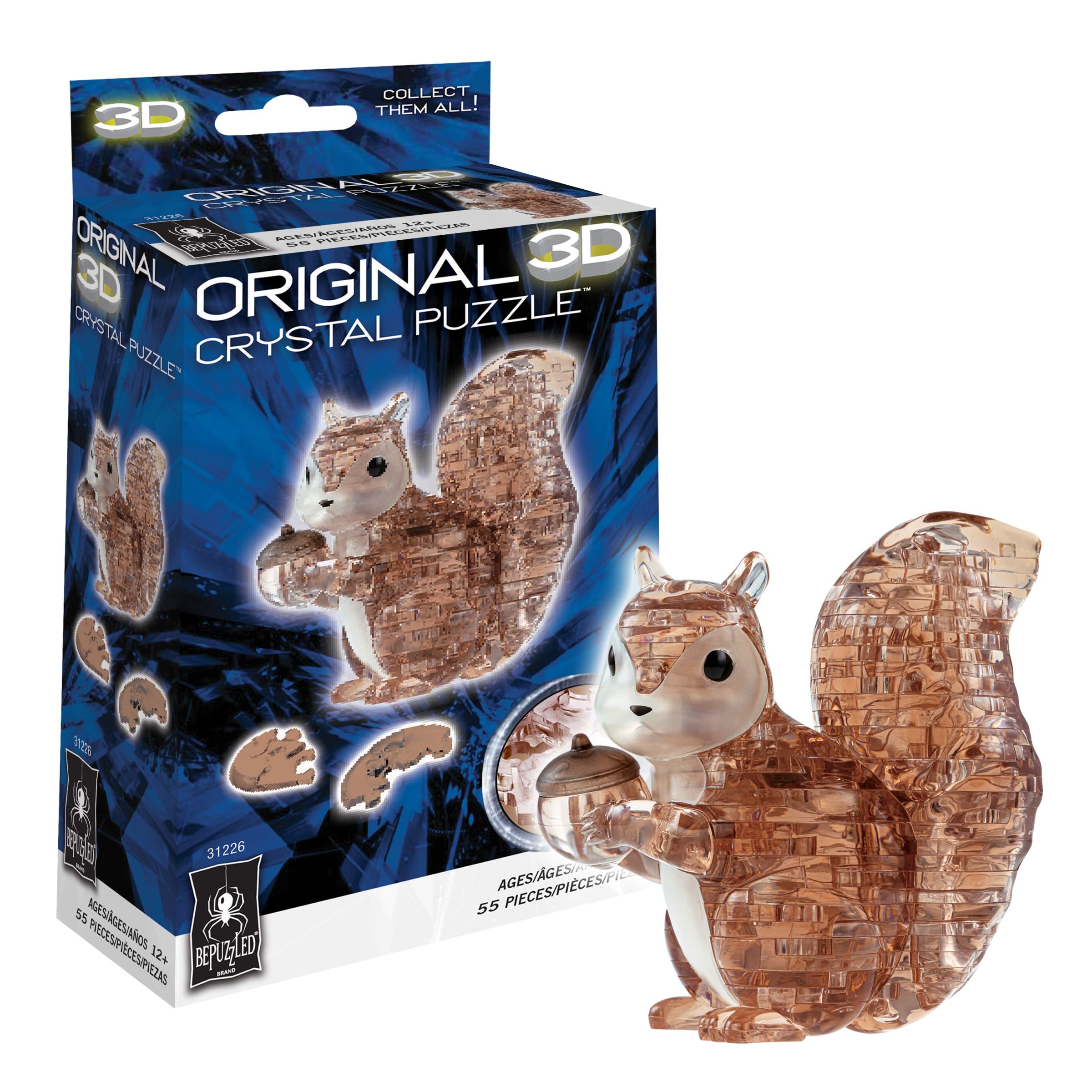BePuzzled Squirrel Original 3D Crystal Puzzle, Ages 12+