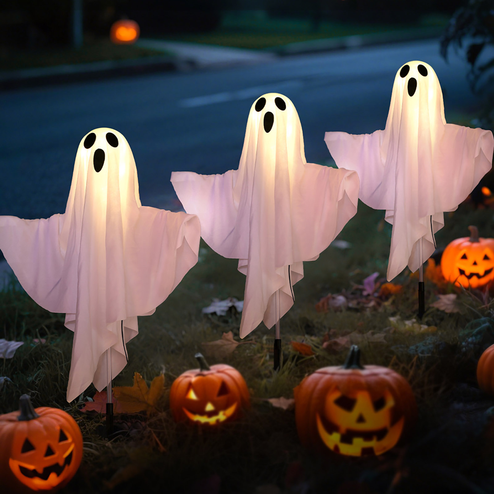 Minetom 2-Pack 5 FT Light Up Halloween Ghost Decorations