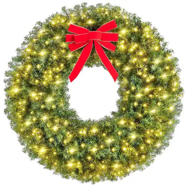 Yaheetech 30" Pre-Lit Artificial Christmas Wreath