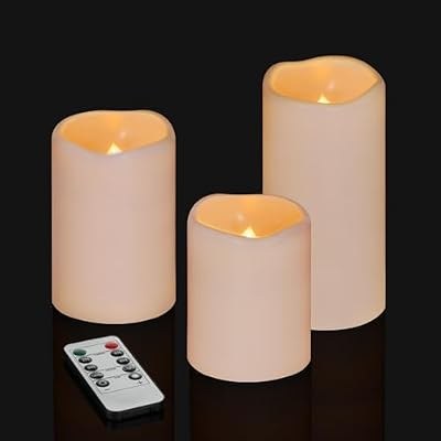 Artmarry Halloween Flameless Pillar Candles, 3-Pack