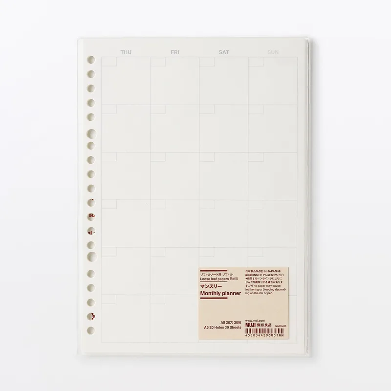 Muji A5 Undated Weekly Planner
