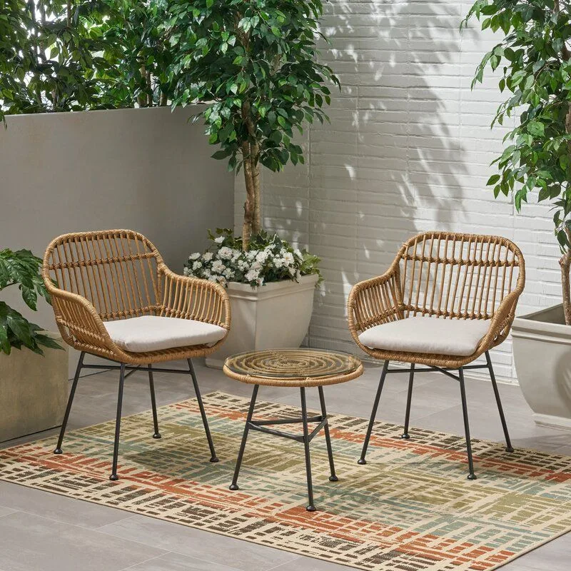 Bay Isle Home 3-Piece Virgie Rattan Outdoor Seating Set