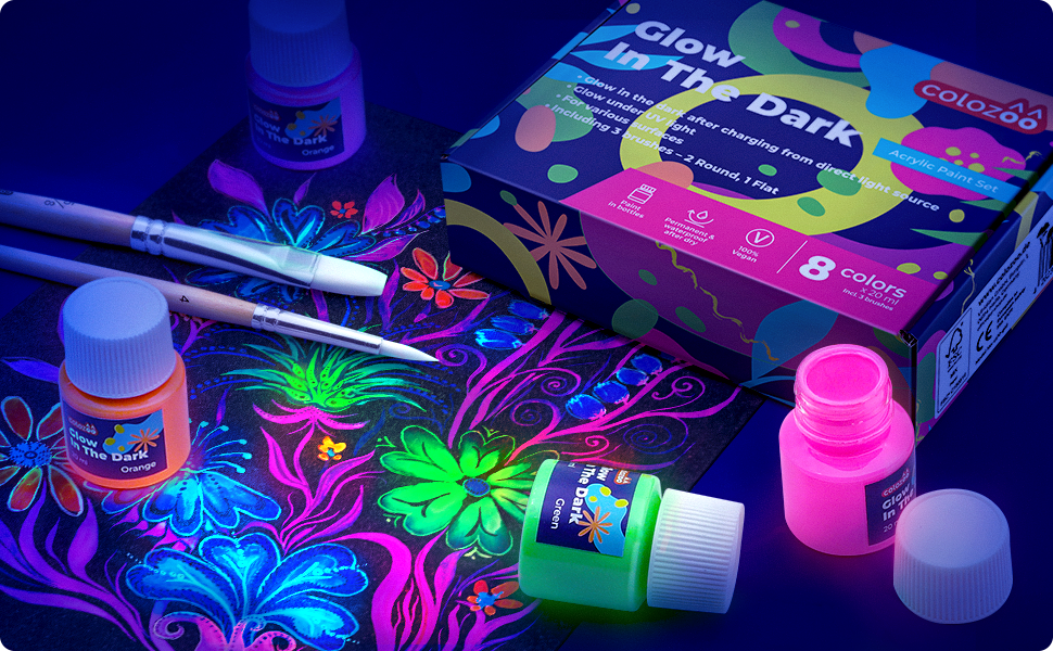 CREALINKER Halloween Glow in Dark Acrylic Paint 10-Pack 2oz