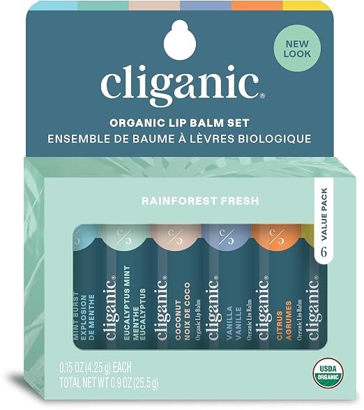 Cliganic Organic Lip Balm Set, 8 Flavors