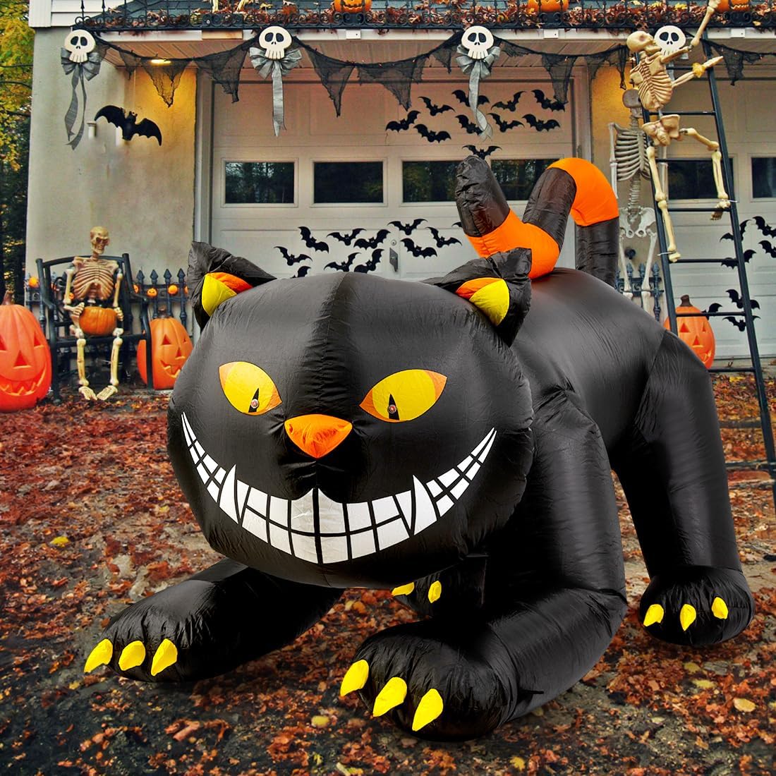 Large inflatable black cat Halloween yard decoration