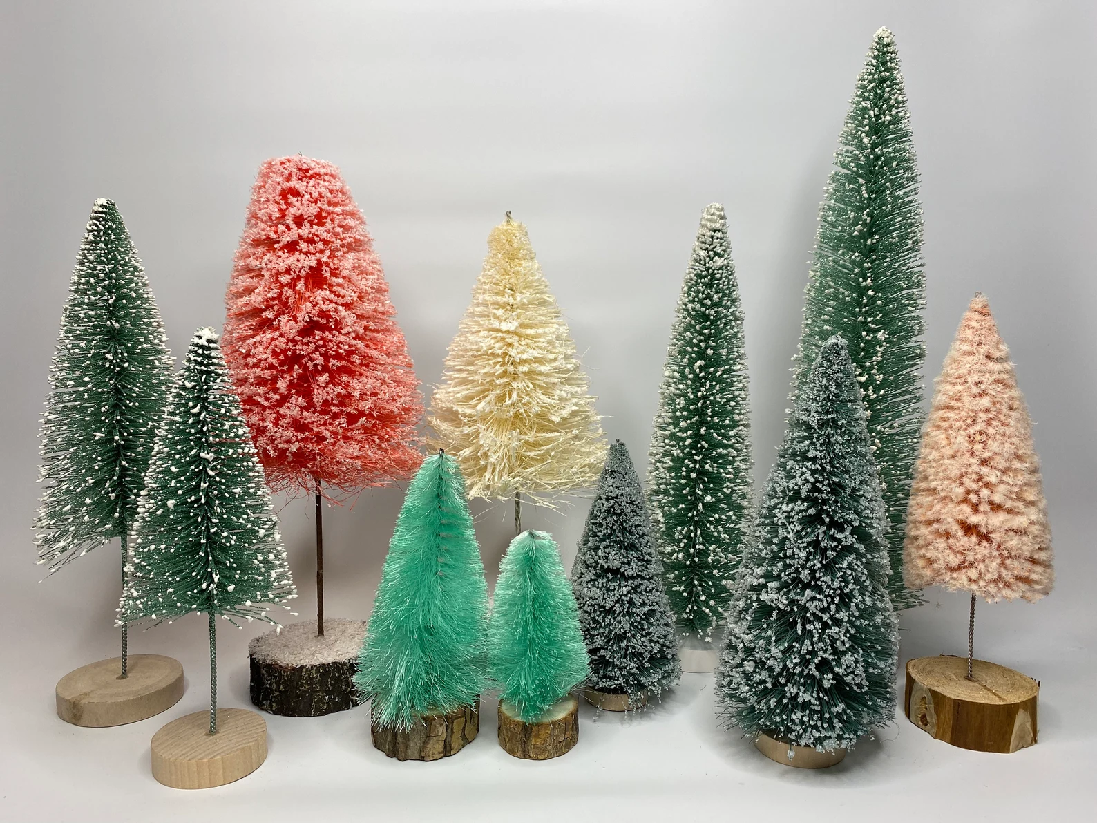 9Pcs Mini Christmas Trees, Bottle Brush Trees, 4 Sizes