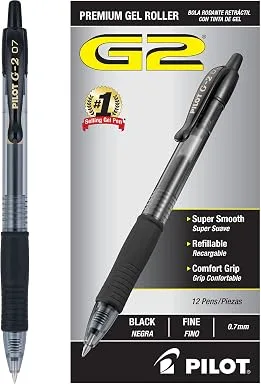 Pilot G2 Rolling Ball Gel Pens, 12-Pack