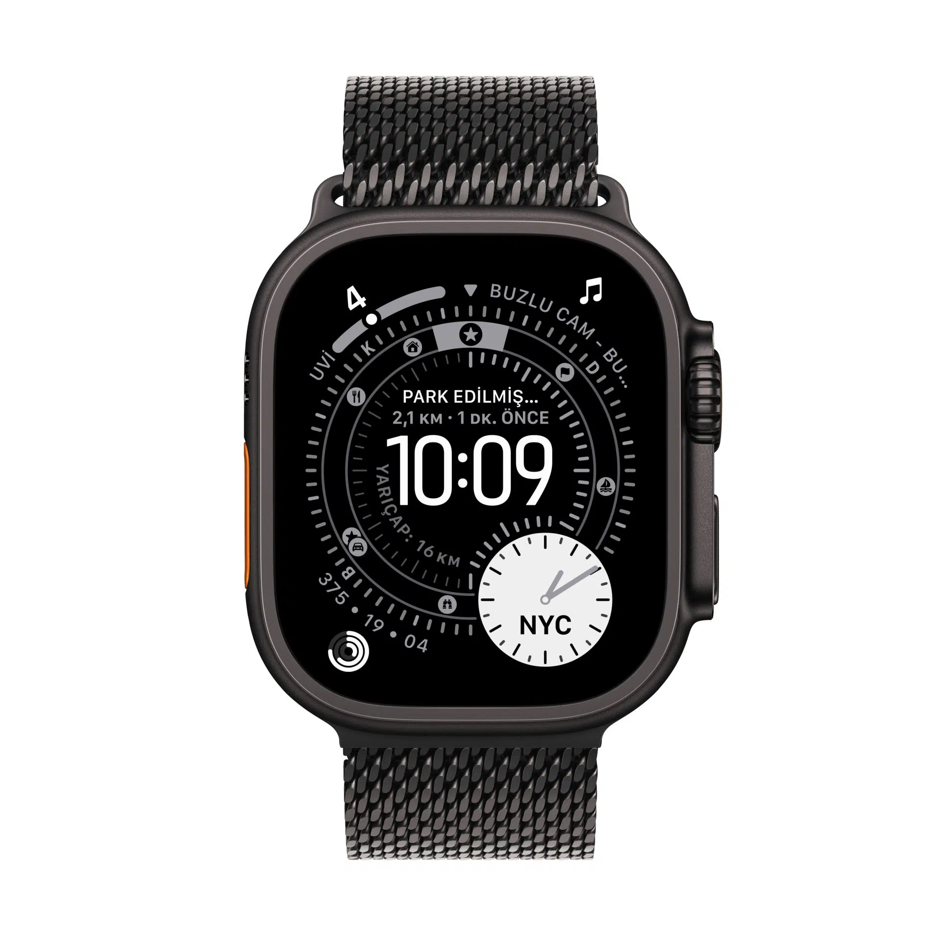 Apple Watch Ultra 3 (Black, Black Milanese Loop, Large)