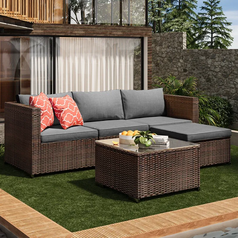 Ebern Designs Wicker Patio Conversation Set