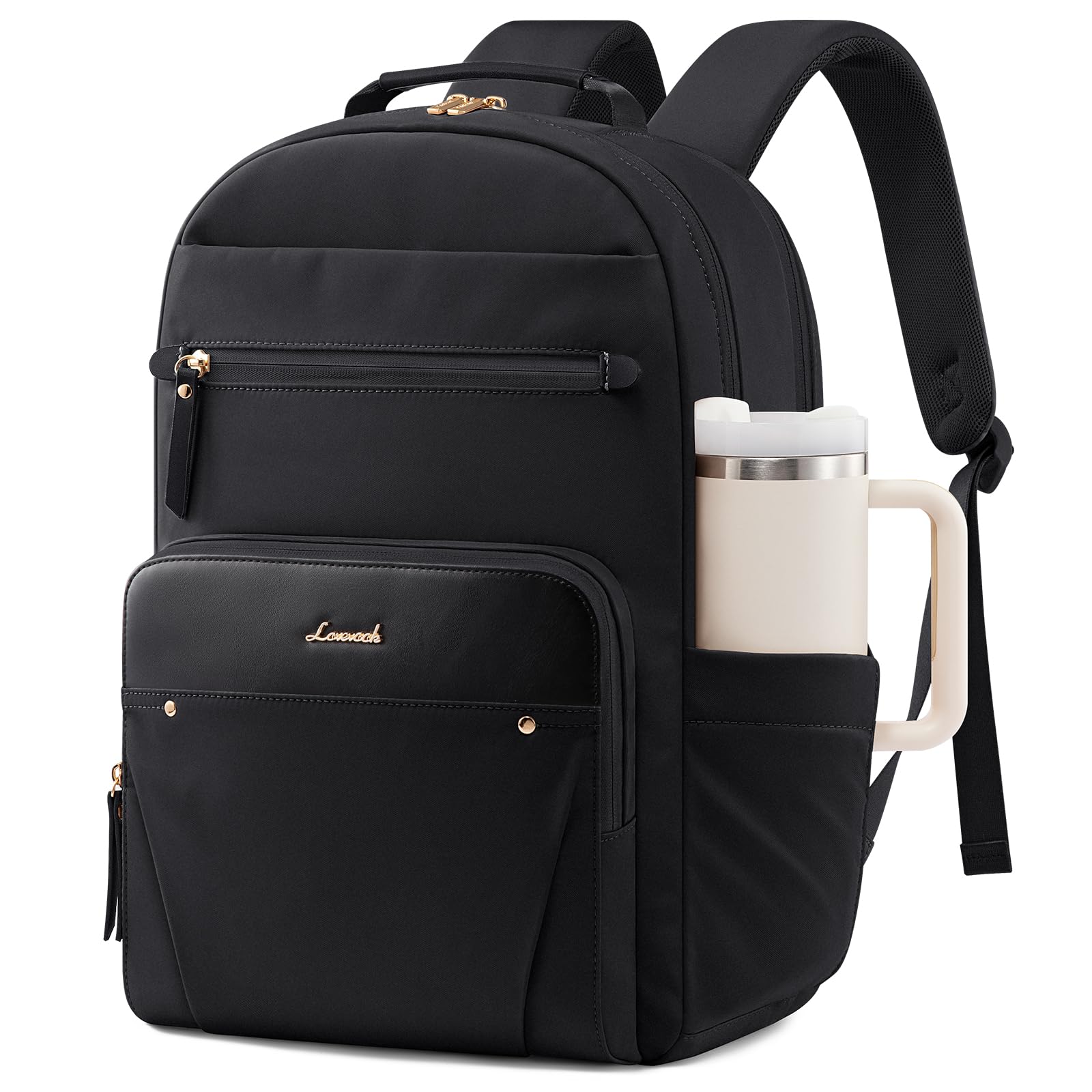 LOVEVOOK Laptop Backpack with Giant Tumbler Holder, 15.6-inch