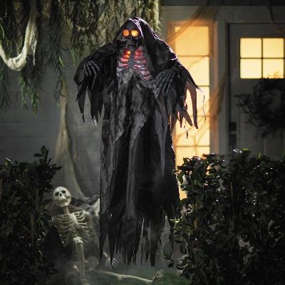 Sound-Activated Hanging Grim Reaper with Glowing LED Eyes