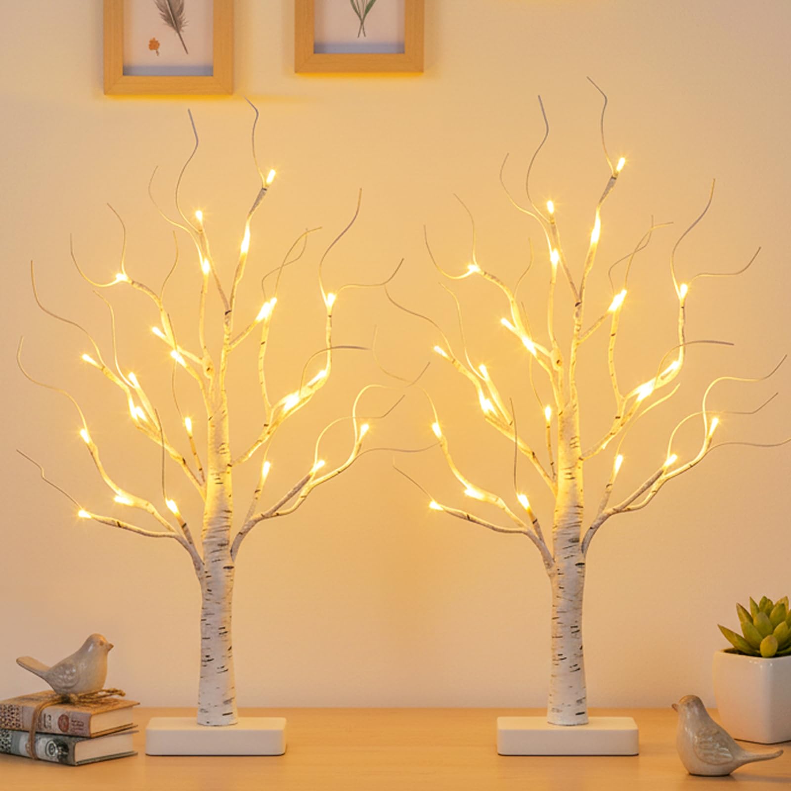 PABIPABI Birch Tree with LED Lights, 6ft Lighted Christmas Trees, 2 Pack