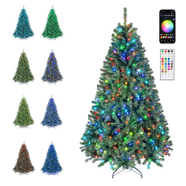 5/6/7FT Color-Changing Pre-Lit LED Christmas Tree with App & Remote
