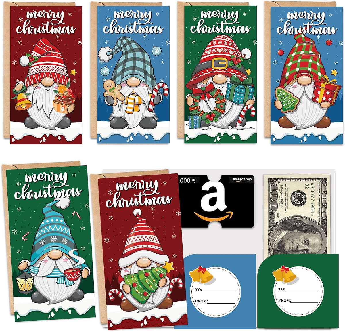 HSHFAMIIY 24-Pack Christmas Money Holder Cards with Envelopes