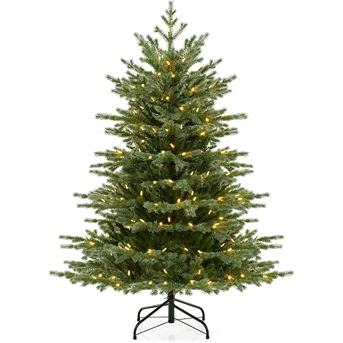 Goplus 5-Foot Pre-Lit Half-Shape Christmas Tree with 170 LED Lights