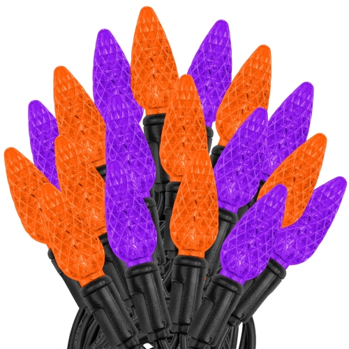 240-Count 78-foot C6 LED Halloween String Lights, Orange and Purple