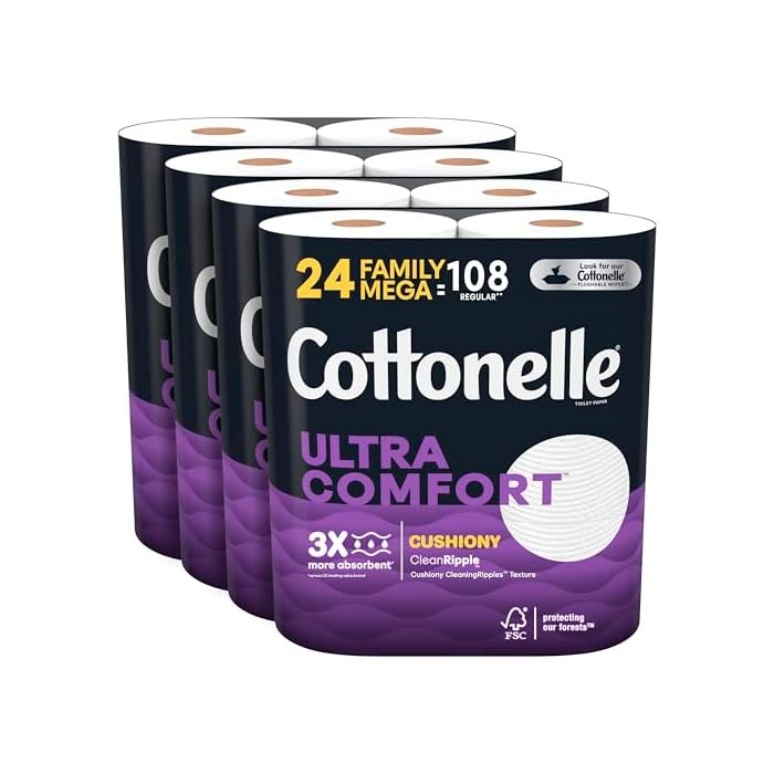 Cottonelle Ultra Comfort Toilet Paper, 24 Family Mega Rolls