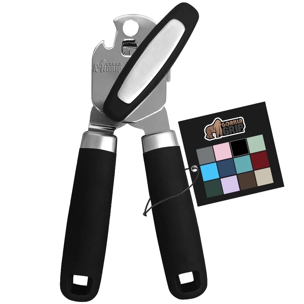 Gorilla GRIP Stainless Steel Manual Can Opener, Black